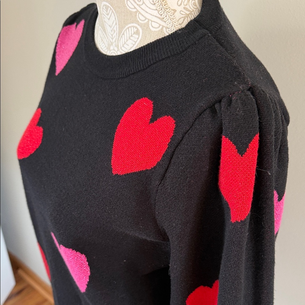 Heart Patterned Black Sweater - Picture 12 of 14